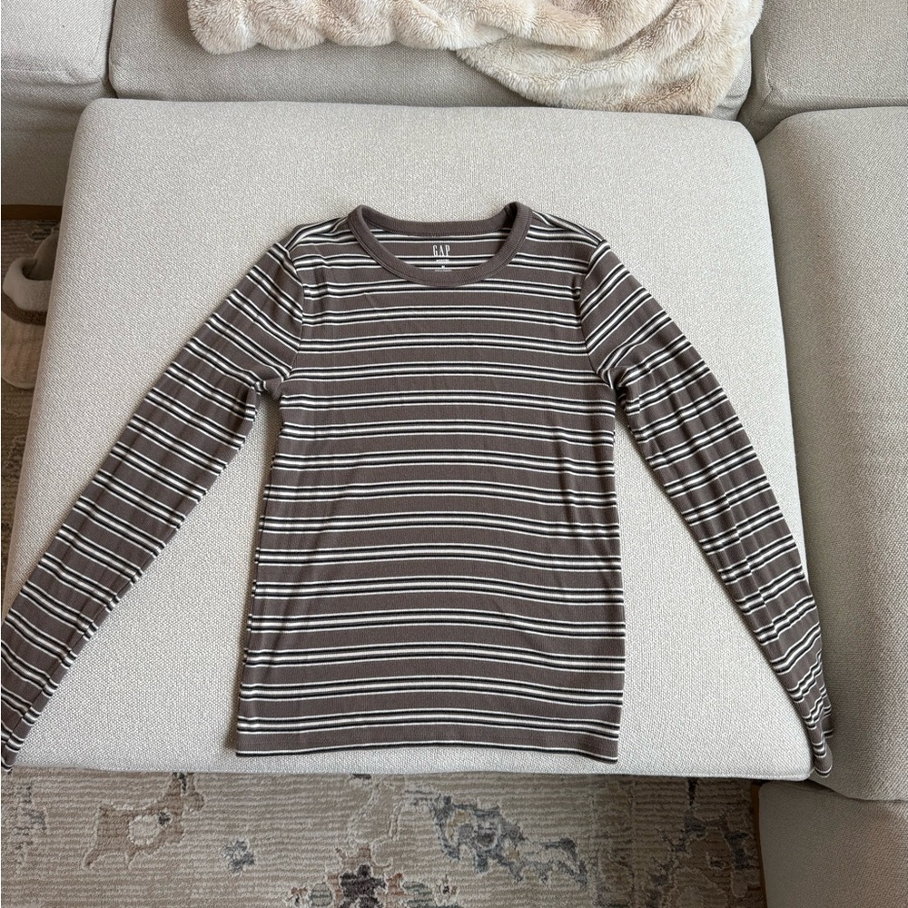GAP Brown and Cream Striped Top